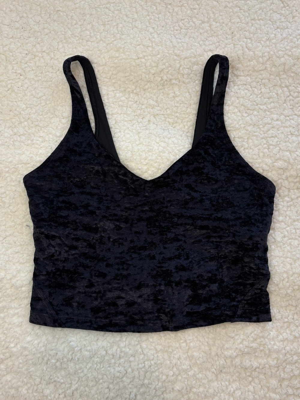 Lululemon Women Limited Edition Black Crushed Velvet Align Top